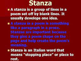 A stanza is a division of a poem mad of at lease two lines, much like a paragraph. What Is The Definition Of Stanza