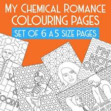 Colouring Pages Mcr Inspired Set Of 6 X A5 Cards Emo Funny Etsy In 2020 Colouring Pages Etsy Humor Postcard Printing