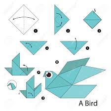 El último paso para obtener nuestro cuadrado, es cortar la hoja por la línea marcada. Schritt Fur Schritt Anleitung Wie Man Origami Ein Vogel Zu Machen Lizenzfrei Nutzbare Vektorgrafiken Clip Arts Illustrationen Image 59745048