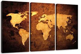 160 X 90 Cm Bild Kunstdruck Auf Leinwand 1162 Bilder Fertig Gerahmt Dreiteilig Marke Original Visa Abstrakte Kunst Malerei Weltkarte Kunst Weltkarte Leinwand