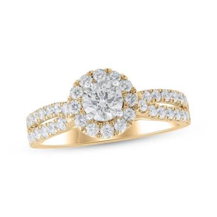 Now + Forever Lab-Grown Diamonds Round-Cut Split Shank Engagement Ring 1-1/4 ct tw 14K Yellow Gold | Kay