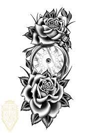 Klok Met Rozen Clock Tattoo Sleeve Clock Tattoo Clock Tattoo Design