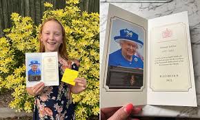 Schoolgirl, nine, received thank you note from Queen the day after she died 