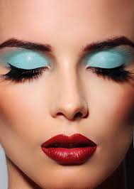 Red Lips Blue Eyeshadow Aqua Eyeshadow Eye Makeup Blue Eyeshadow