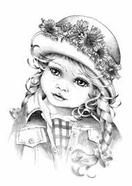 Black And White Pencil Drawings Little Girl Braided Hair Sunflower Hat Black White Pencil Sketch Step By Step Drawing In 2020 Drawings Pencil Drawings Of Girls Cool Drawings