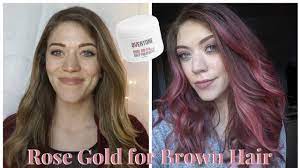 Overtone before and after on dark hair. Overtone Rose Gold For Brown Hair Review And Demo Youtube