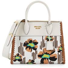 Prada Printed Madras Paradigm Small Whipstitch Floral Tote Bag 2 600 Liked On Polyvore Featuring Bags Handbags Tote Bags Compras Cosas Para Comprar