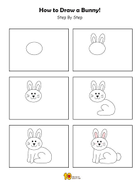 How To Draw A Bunny Step By Step For Kids Easter Drawings Bunny Drawing Drawings
