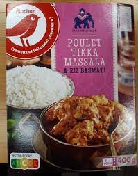 Faites un tour en asie : Poulet Tikka Massala Riz Basmati Auchan 400 G