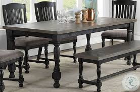 Sunset trading brook dining table set, distressed two tone light creamy wheat with warm pecan brown. Brenham Distressed Gray And Weathered Washed Black Rectangular Dining Room Set From Avalon Furniture Coleman Furniture