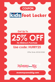 Kids Foot Locker Get Up To 25 Off No Minimum Purchase Use Code Hurry25 Money Saving Mom Mom Coupons Printable Coupons