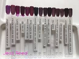 powder dip nails color comparison swatches purples