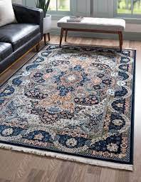 Rabia Navy Blue 5x8 Area Rug In 2021 Blue Rugs Living Room Navy Blue Rug Blue Persian Rug