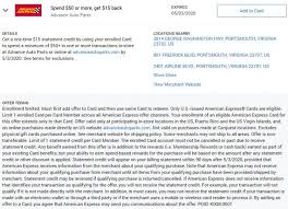 Having arrived at the store, contact the. Expired Advance Auto Parts Amex Offer Spend 50 Get 15 10 Back Buy Gift Card In Store Gc Galore