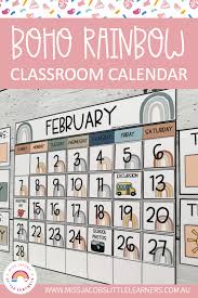 Modern Boho Rainbow Classroom Calendar Weather Chart Neutral Rainbow Theme In 2021 Classroom Calendar Classroom Rainbow Theme