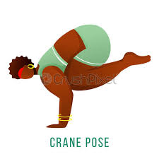 Black and white cartoon of person with long flowing hair bouncing on a raised trampoline. Crane Pose Flat Vector Illustration Bakasana Posture African American Dark Stock Vector Crushpixel