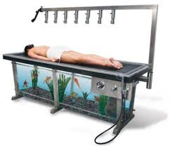 Hydroglass Showers You Atop Fish Tank Fish Tank Cool Inventions Massage Tables