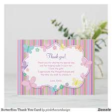 Butterflies Thank You Card Zazzle Com Butterfly Baby Shower Decorations Thank You Cards Personalized Thank You Cards