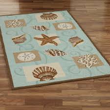 Sea Shell Hooked Wool Area Rugs Coastal Bathroom Decor Cool Rugs Beach Bathroom Decor