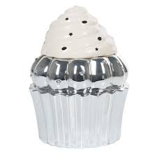 Bonbonniere Cupcake Gris Argente Avec Couvercle Blanc Couvercle Bocaux Art Objet Decoration