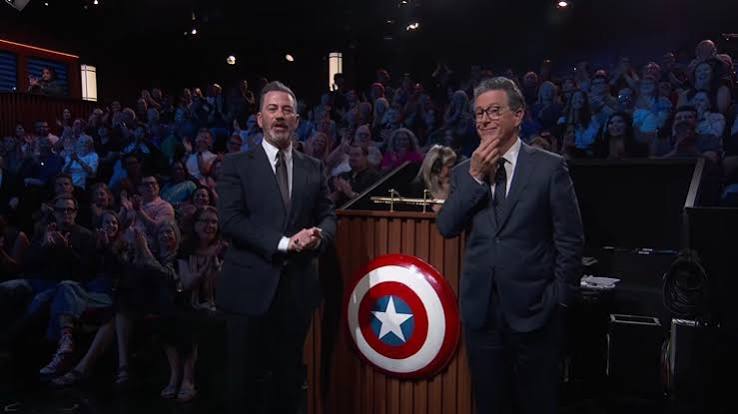 Kimmel helps Emmy winner Colbert fulfill a promise to his wife | The Mary  Sue