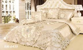 These smooth bedding options are almost a guarantee for a night of peaceful sleep. Amazon Com Tache Royal Wedding Chamber In Cream Queen Faux Satin Sateen Comforter Quilt Set 6 Piece Elega Comforter Sets Queen Comforter Sets Bedding Sets