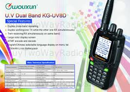 Read from radio/write to radio Wouxun Kg Uv8d Dual Band Radio Specifications