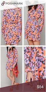 Orange cocktail dress size 4 (. Free People Floral Dress 4 New With Tags Free People Parker Dress Floral With Long Sleeves Color Is Tangerine Com Parker Dress Floral Dress Clothes Design
