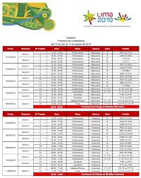 Fixture Peru Voley Panamericanos 2019