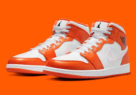 After releasing a bred colorway , jordan brand recently unveiled a new orange peel look for its air jordan 1 mid model. Air Jordan 1 Mid Metallic Orange Dm4228 800 Sneakernews Com