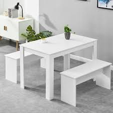 This pretty trio stands out with its black iron frame against a cluster of monochrome prints. White Dining Table Bench Set Kitchen Dining Room Restaurant Furniture Modern Ebay