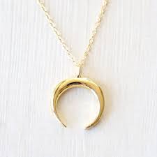 Upside Down Crescent Moon Horn Necklace Sterling Silver Gold Horn Necklace Necklace Crescent Moon Necklace