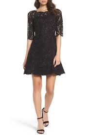 lace fit flare cocktail dress