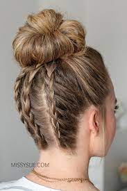 Three Dutch Braids High Bun Missy Sue Dance Hairstyles Stylish Hair Braids For Long Hair