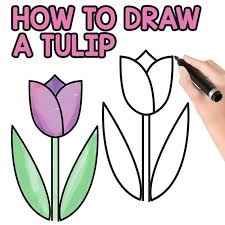 How To Draw A Tulip For Kids Easy Step By Step Tutorial Flower Drawing Tulip Drawing Drawing For Kids Free easy step by step tutorials on how to draw cartoons, animals, flowers, plants. how to draw a tulip for kids easy