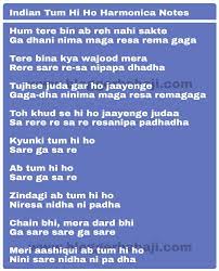 Indian Tum Hi Ho Harmonica Notations Notes Key Tabs Song Notes Harmonica Piano Music Notes