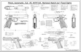 M1911 Revolver Blueprints Posters Mouse Pads Coffee Mugs
