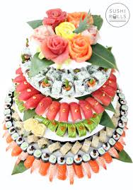 Sushi Wedding Cake From Sushirolls Co Uk A Sushi Catering Company Based In London Sushi Cake Sushi Catering Dessert Sushi