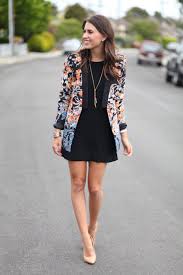 Floral Blazer And Black Dress Easter Sunday In Chicago Summer Office Outfits Blazer Outfits For Women Floral Blazer Outfit