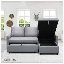 Artiss 3 Seater Fabric Sofa Bed With Storage Grey Spillarosales L Shaped Sofa Bed Lshapedsofabed 3 Seat L Shaped Sofa Bed Fabric Sofa Bed Sofa Bed Set
