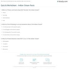 Well, what do you know? Quiz Worksheet Indian Ocean Facts Study Com