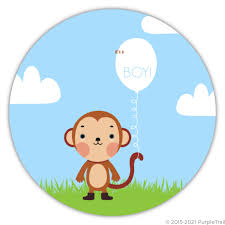 Cute baby bear sleeping on the moon. Baby Monkey Baby Shower Invitation Boy Baby Shower Invitations