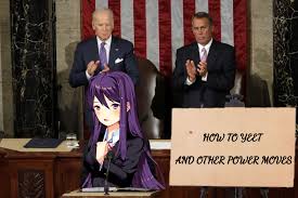 Ready to yeet into my bed and sleep for five years. After She Learned How To Yeet Yuri Decided To Take A Political Approach Of Her Newfound Powers She Hopes This Will Stabilize The Economy And Reduce The World Debt By 26 Ddlc