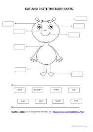 Make free writing worksheet for practice using body parts: Cut Paste Activity Body Parts English Esl Worksheets For Distance Learning And Physical Classrooms
