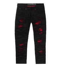 Black And Red Jeans Men Heritage Mens Jean W Rips N Red Insert Repair Black Black Jeans Men Black Mens Jeans