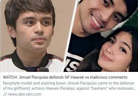 One such assumption was her being a gold digger. Watch Jimuel Pacquiao Defends Gf Heaven Vs Malicious Comments Reality Show Defender Malicious