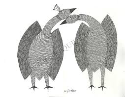 Drawing Ink On Paper By Native Aboriginal Tribes Of Central India Madhya Pradesh Artwork Aboriginal Drawings