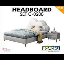 Headboard Set C-0208 - Rangka Tempat Tidur Anak Kayu Solid Lapis Kulit