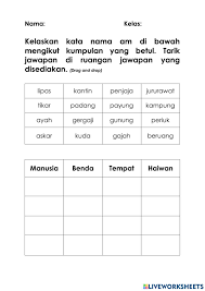 Saya dan samy belajar di _ yang sama sejak dari tahun satu hingga kini. Kata Nama Am Tahun 2 Worksheet