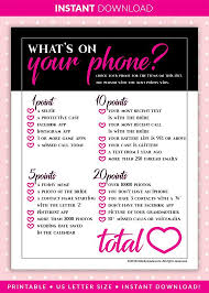 What S On Your Phone Bachelorette Party Game Instant Download Bridal Shower Hen Party Pink Black Party Fun Funny Printable Bp 10 Bachelorette Party Themes Pure Romance Party Girls Night Party